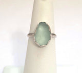 Beach Sea Glass Seafoam Blue Green Ring 5 1/2 Sterling Silver JILLIAN VO ~ USA