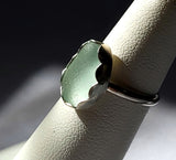 Beach Sea Glass Seafoam Blue Green Ring 5 1/2 Sterling Silver JILLIAN VO ~ USA