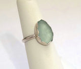 Beach Sea Glass Seafoam Blue Green Ring 5 1/2 Sterling Silver JILLIAN VO ~ USA