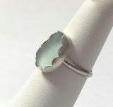 Beach Sea Glass Seafoam Blue Green Ring 5 1/2 Sterling Silver JILLIAN VO ~ USA