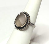 Beach Sea Glass Bi-Color Mauve Ring 6 1/2 Sterling Silver JILLIAN VO ~ USA