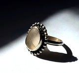 Beach Sea Glass Bi-Color Mauve Ring 6 1/2 Sterling Silver JILLIAN VO ~ USA