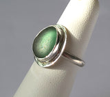 Beach Sea Glass Green Blue Ring 4 3/4 Sterling Silver JILLIAN VO ~ USA MADE