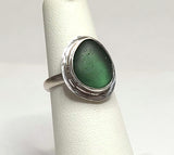 Beach Sea Glass Green Blue Ring 4 3/4 Sterling Silver JILLIAN VO ~ USA MADE