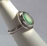 Beach Sea Glass Green Blue Ring 4 3/4 Sterling Silver JILLIAN VO ~ USA MADE