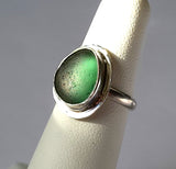 Beach Sea Glass Green Blue Ring 4 3/4 Sterling Silver JILLIAN VO ~ USA MADE