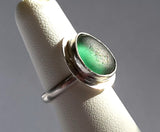 Beach Sea Glass Green Blue Ring 4 3/4 Sterling Silver JILLIAN VO ~ USA MADE