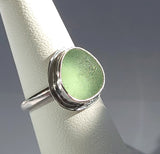 Beach Sea Glass Seafoam Green Ring 5 3/4 Sterling Silver JILLIAN VO ~ USA