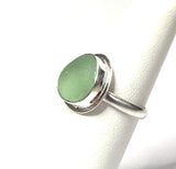 Beach Sea Glass Seafoam Green Ring 5 3/4 Sterling Silver JILLIAN VO ~ USA