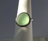 Beach Sea Glass Seafoam Green Ring 5 3/4 Sterling Silver JILLIAN VO ~ USA