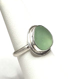 Beach Sea Glass Seafoam Green Ring 5 3/4 Sterling Silver JILLIAN VO ~ USA