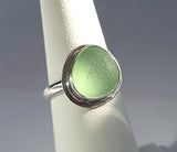 Beach Sea Glass Seafoam Green Ring 5 3/4 Sterling Silver JILLIAN VO ~ USA