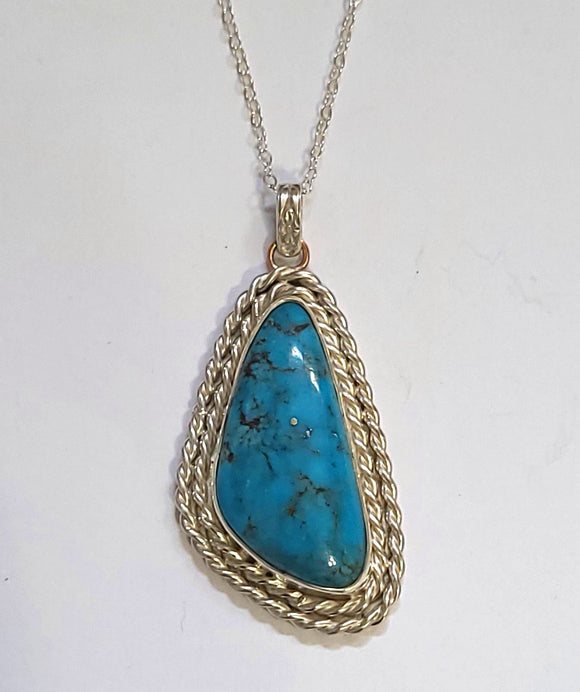 Bisbee Rare Turquoise Sterling Silver Pendant