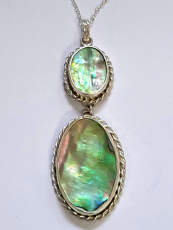 New Zealand Paua Abalone Sterling Silver Necklace Pendant