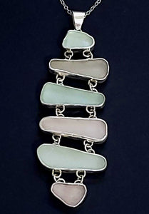 Genuine Surf Tumbled Sea Glass Sterling Silver Pendant